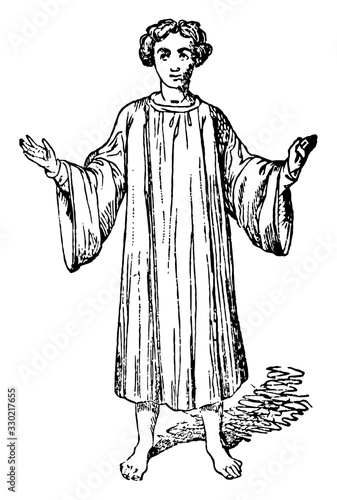 Roman Catholic Church, vintage engraving.