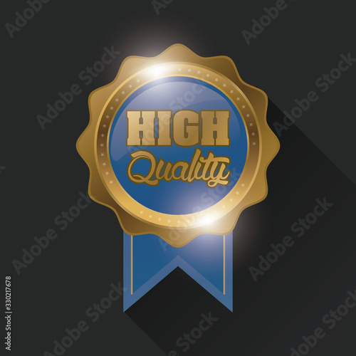 circular badge golden emblem with ribbon