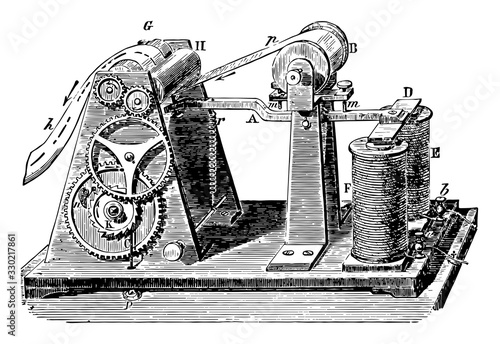 Magnetic Telegraph, vintage illustration.