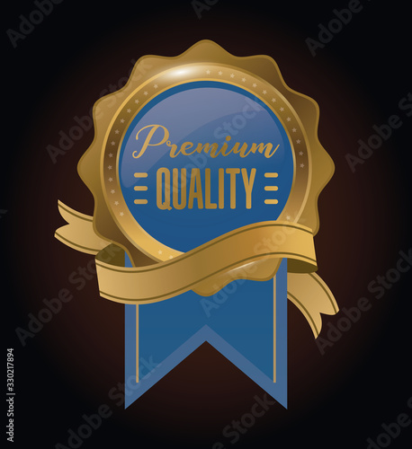 circular badge golden emblem with ribbon