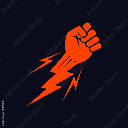 Punch thunder logo design vector
