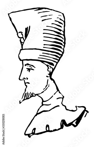 first appearance in the age of classic Greece, vintage engraving.