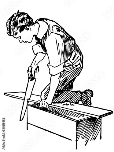 Carpenter, vintage illustration.
