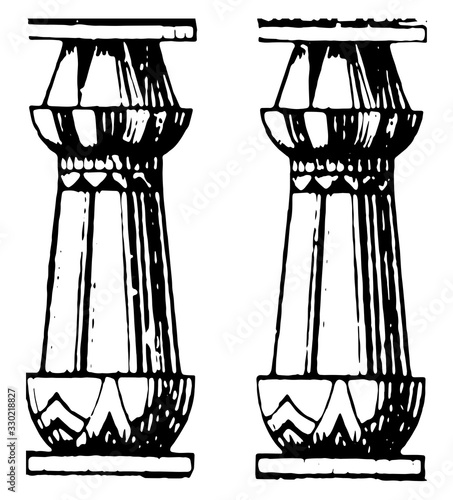 Columns, post,  vintage engraving.