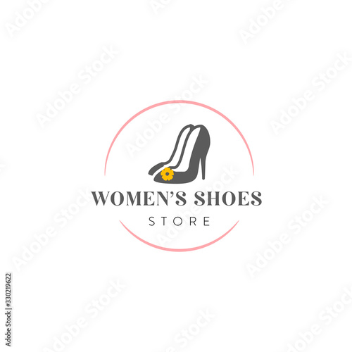 Women's shoes logo design vector template. BeautIful shoes logo