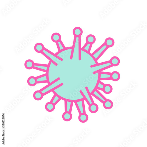 Mono line illustration of coronavirus, COVID-19 or 2019-nCoV cell on isolated white background done in monoline style.