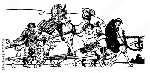 Εκτύπωση καμβά Una and The Red Cross Knight, vintage illustration