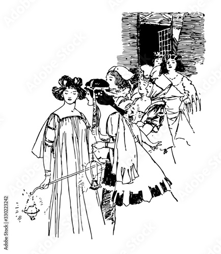 Ladies, vintage illustration
