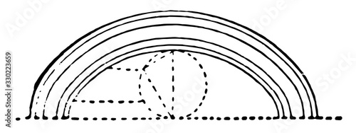 Cycloidal Arch, circle,  vintage engraving.