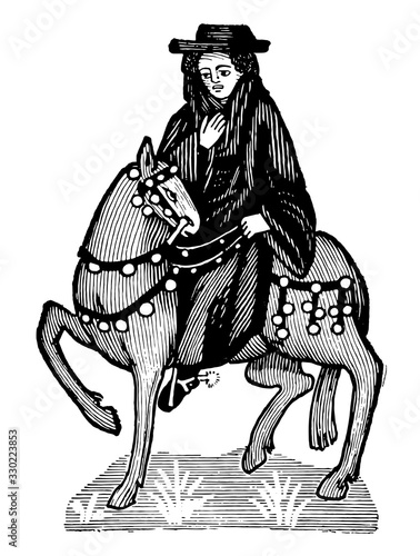 The Monk from Chaucer's Canterbury Tales, vintage illustration