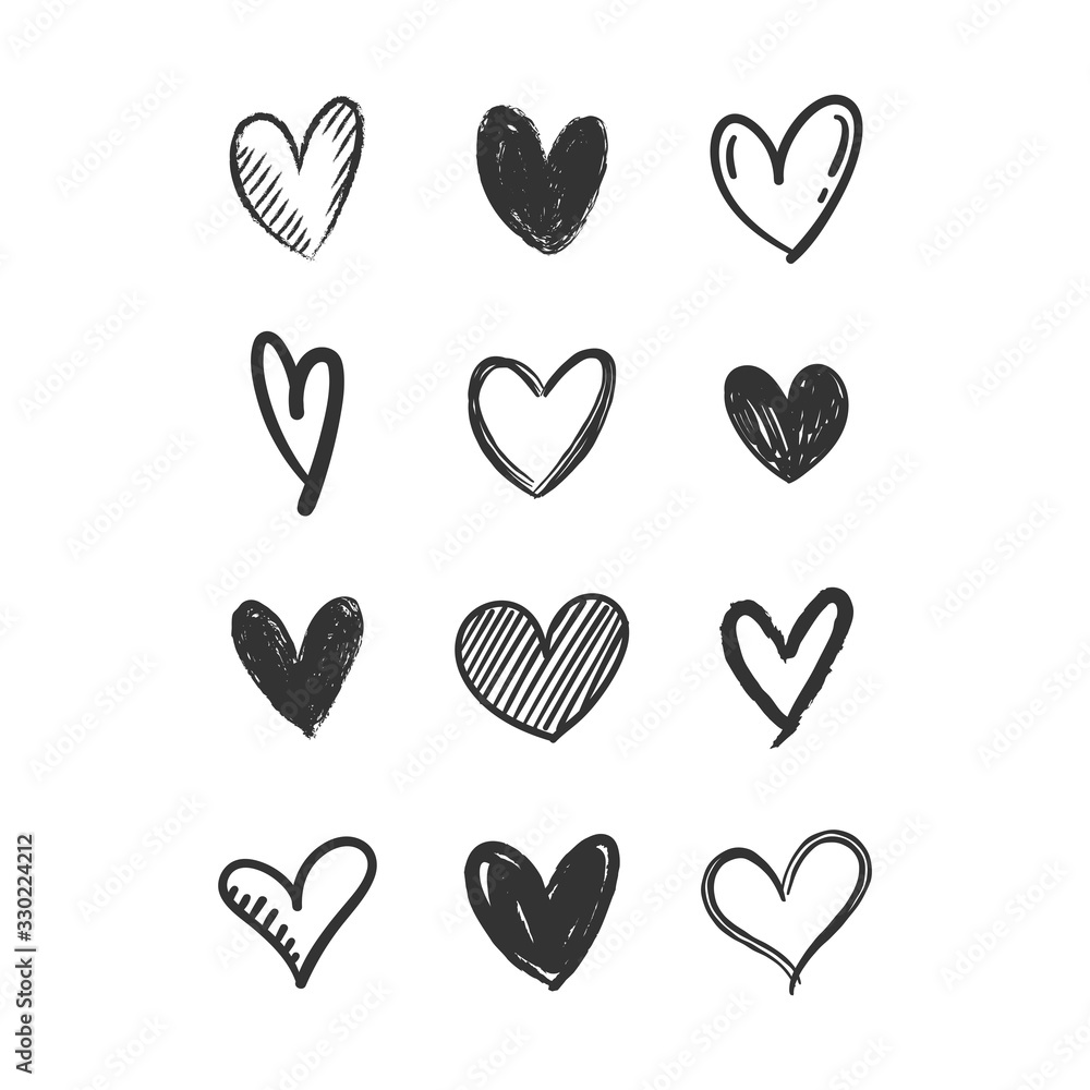 Heart doodles collection. Love symbol illustration. Hand drawn Hearts. Heart doodles collection. Love symbol illustration. Hand drawn Hearts.