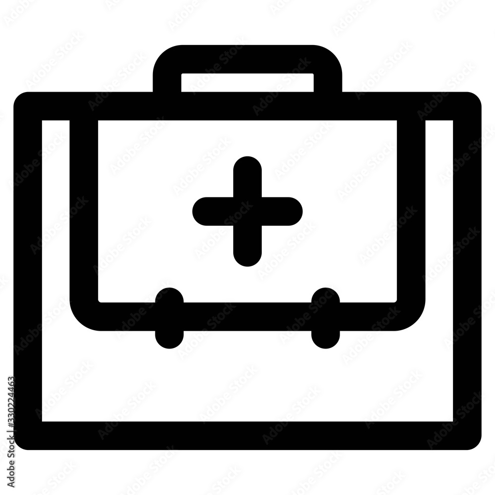 First aid kit icon in line style. Emergency bag sign. Medical aid kit symbol. Medical, Health concept. First aid kit icon in line style. Emergency bag sign. Medical aid kit symbol. Medical, Health concept.