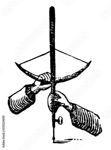 Bow drill, vintage illustration.