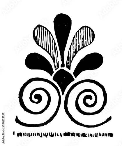 Anthemion Motive is a Greek pattern, vintage engraving.