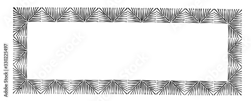 Ornate banner have desert plants pattern in this border, vintage engraving.