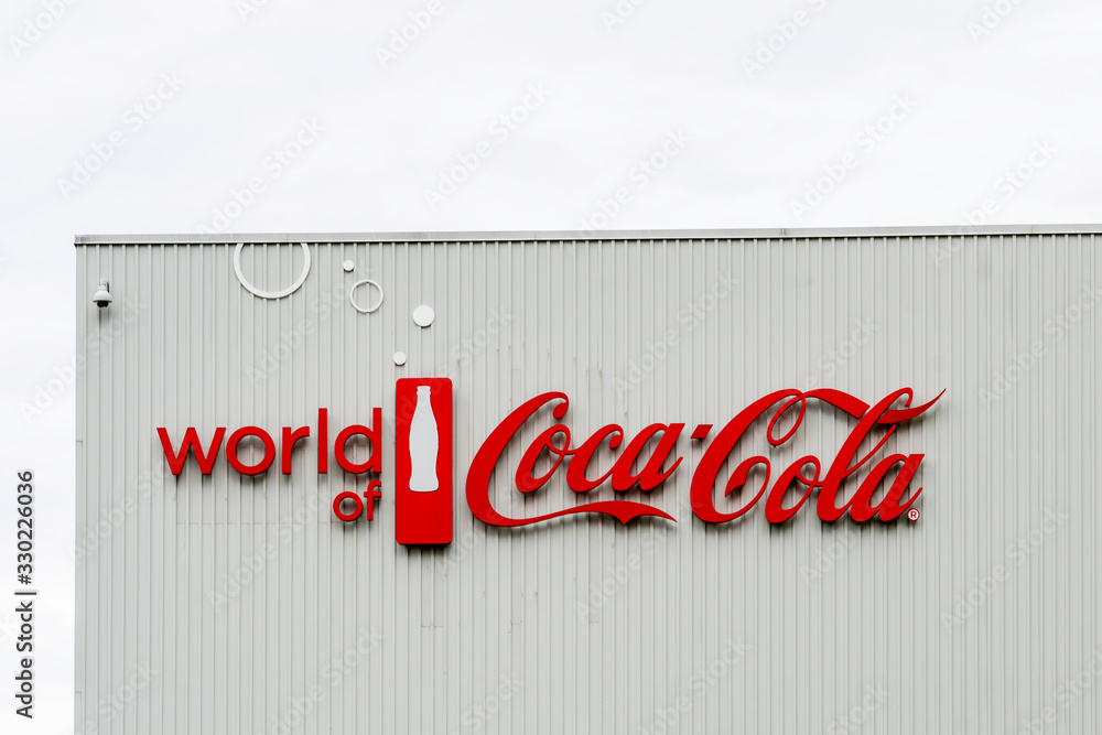 Atlanta, Georgia, USA - January 17, 2020: Sign of World of Coca-Cola in