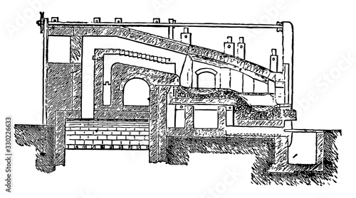 Cascade Furnace, vintage illustration.