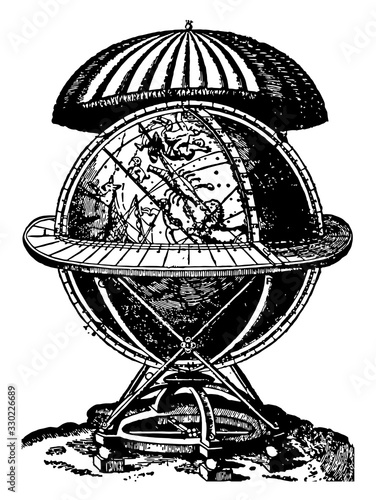 Globe of Copernicus, vintage illustration