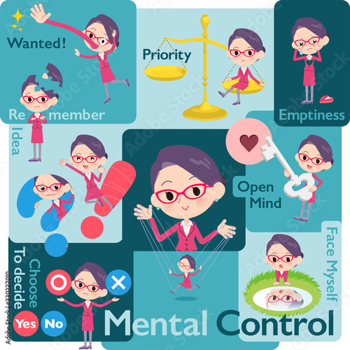 red glasses office women_Mental