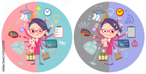 red glasses office women_mulch task switch