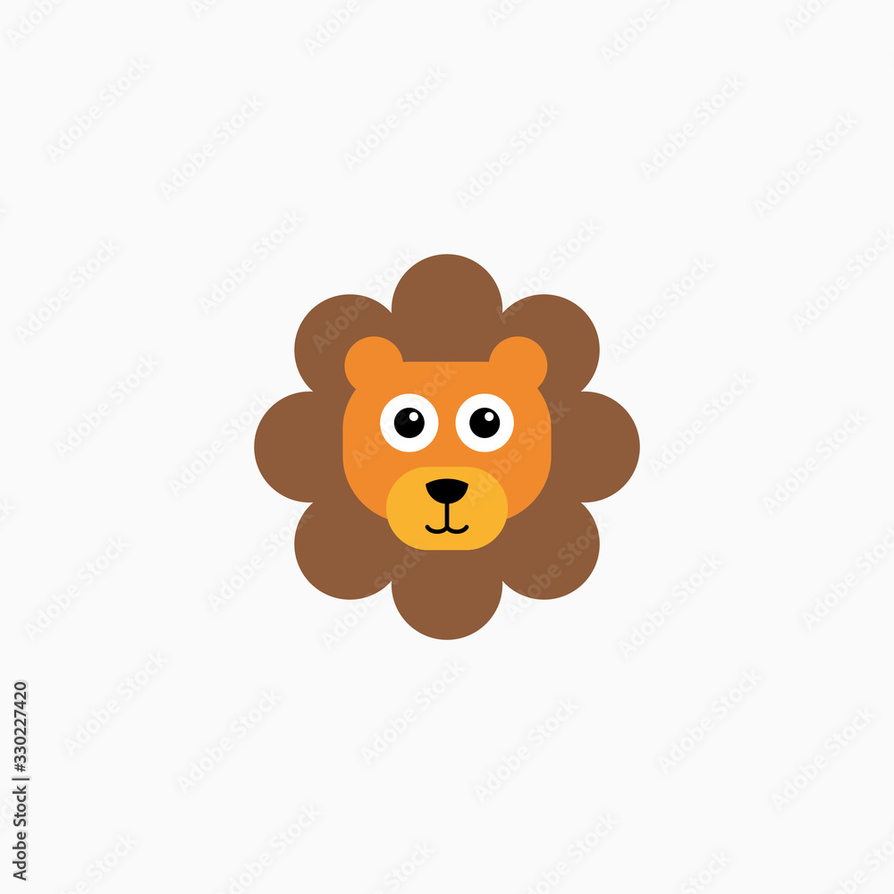 Vector Flat Lion's face isolated. Cartoon style illustration. Animal's head logo. Object for web, poster, banner, print design. Advertisement decoration element. Vector Flat Lion's face isolated. Cartoon style illustration. Animal's head logo. Object for web, poster, banner, print design. Advertisement decoration element.