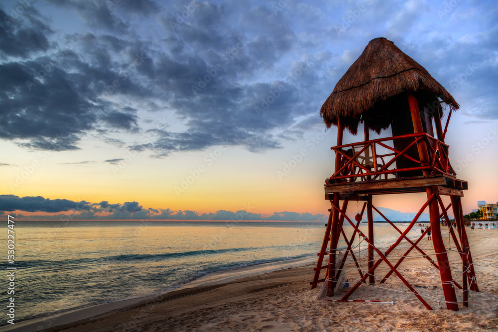 Sunrise Over Tropical Beaches of Riviera Maya near Cancun, Mexico. Sunrise Over Tropical Beaches of Riviera Maya near Cancun, Mexico.