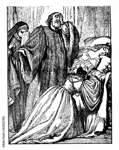 Juliet's Feigned Death, vintage illustration