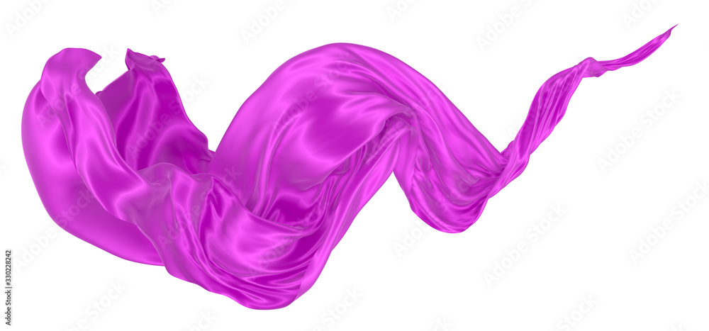 Beautiful flowing fabric of magenta wavy silk or satin. 3d rendering image. Beautiful flowing fabric of magenta wavy silk or satin. 3d rendering image.