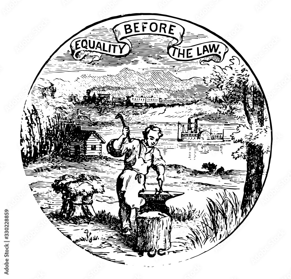 Obraz The official seal of the U.S. state of Nebraska in 1889, vintage illustration