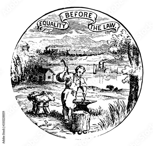 The official seal of the U.S. state of Nebraska in 1889, vintage illustration