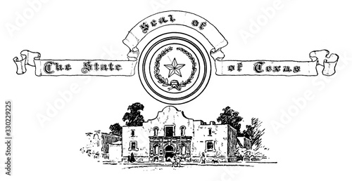 The United States seal of Texas, vintage illustration
