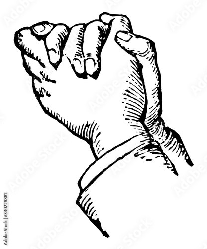 This picture represents the hands position in earnest entreaty, vintage engraving.