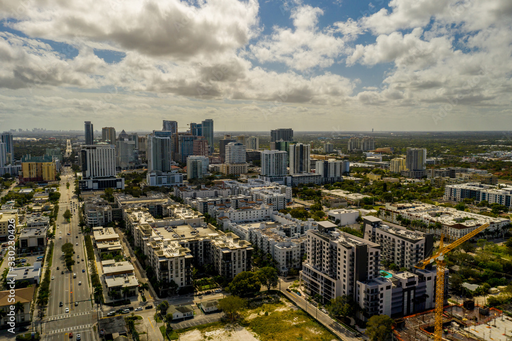 Aerial drone photo Downtown Fort Lauderdale Florida USA