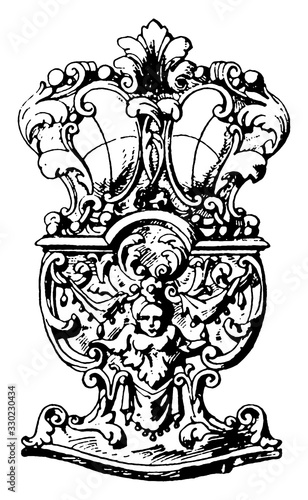 Renaissance Bedstead, vintage illustration.