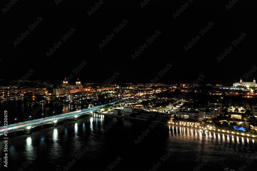Night aerial image West Palm Beach FL