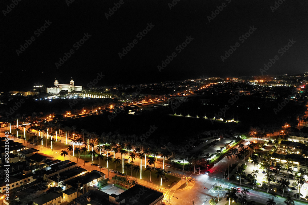 Night aerial photo The Breakers luxury hotel West Palm Beach FL