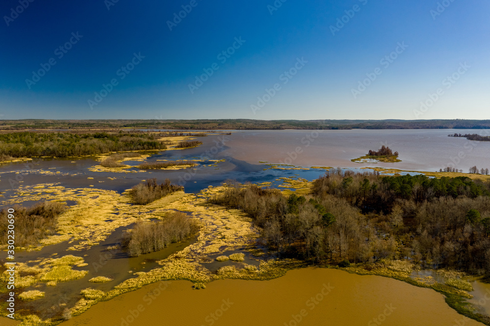 Beautiful swampland aerial photo Eufaula Alabama USA