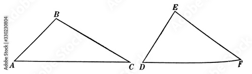2 Triangles Theorem, vintage illustration.