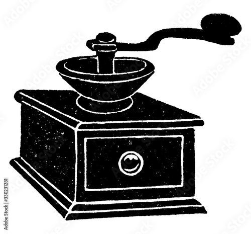 Coffee Grinder, vintage illustration.