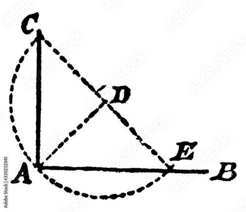 Construction Of A Perpendicular, vintage illustration.