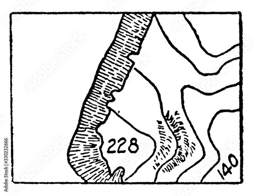 Rocky Bluffs, vintage illustration.