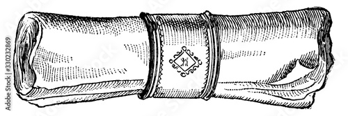 Four point fork, vintage illustration.