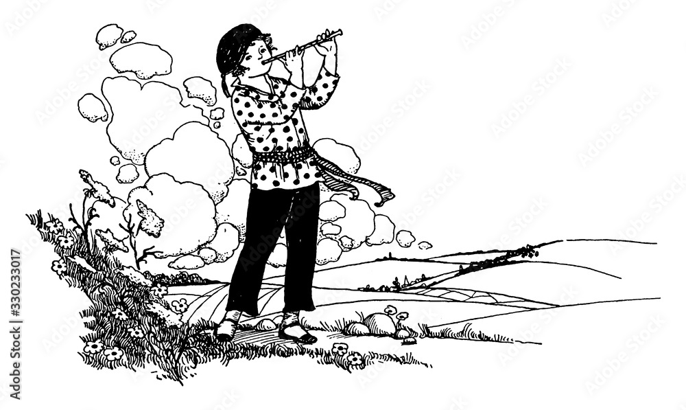 Εκτύπωση καμβά Piper, vintage illustration