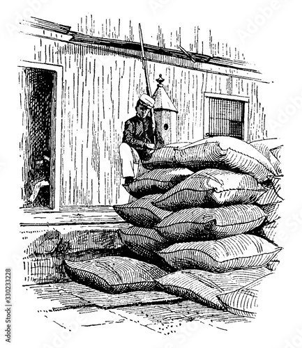 Sack Bags, vintage illustration.