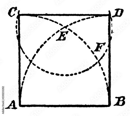 Square Constructed Upon A Given Line, vintage illustration.