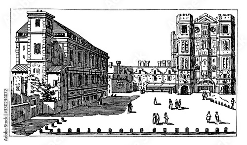Palace of Whitehall, vintage illustration.
