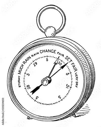 Aneroid Barometer, vintage illustration.