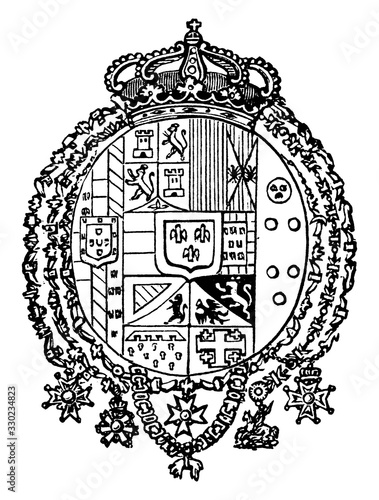 The Great Seal of Two Sicilies, vintage illustration