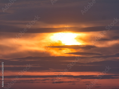 Fototapeta Naklejka Na Ścianę i Meble -  Beautiful sky with clouds at sunset. Soft light from the setting sun. Summer day