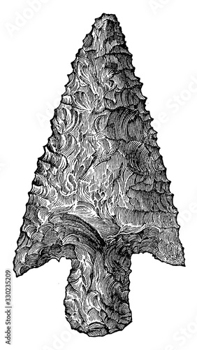 Flint Arrowhead, vintage illustration.